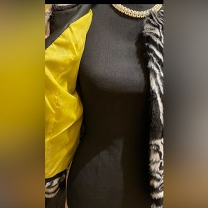 New Zebra  jacket:hook closure.Faux on cuffs /underside of arms.Waist length.B/W